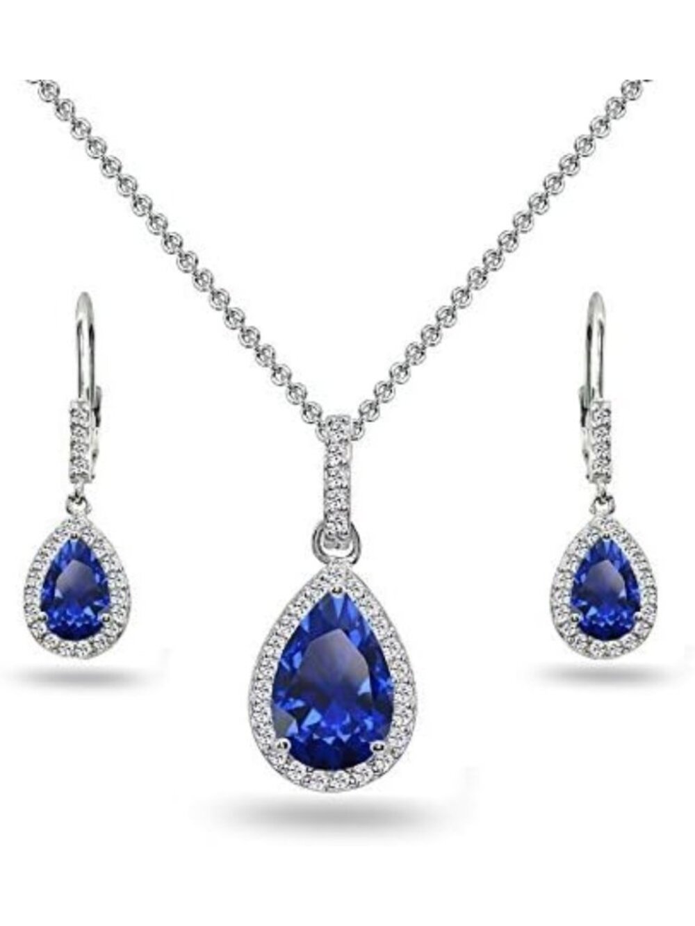 Elegant Birthstone Jewelry Set for Women - Teardrop Necklace & Dangle Earrings